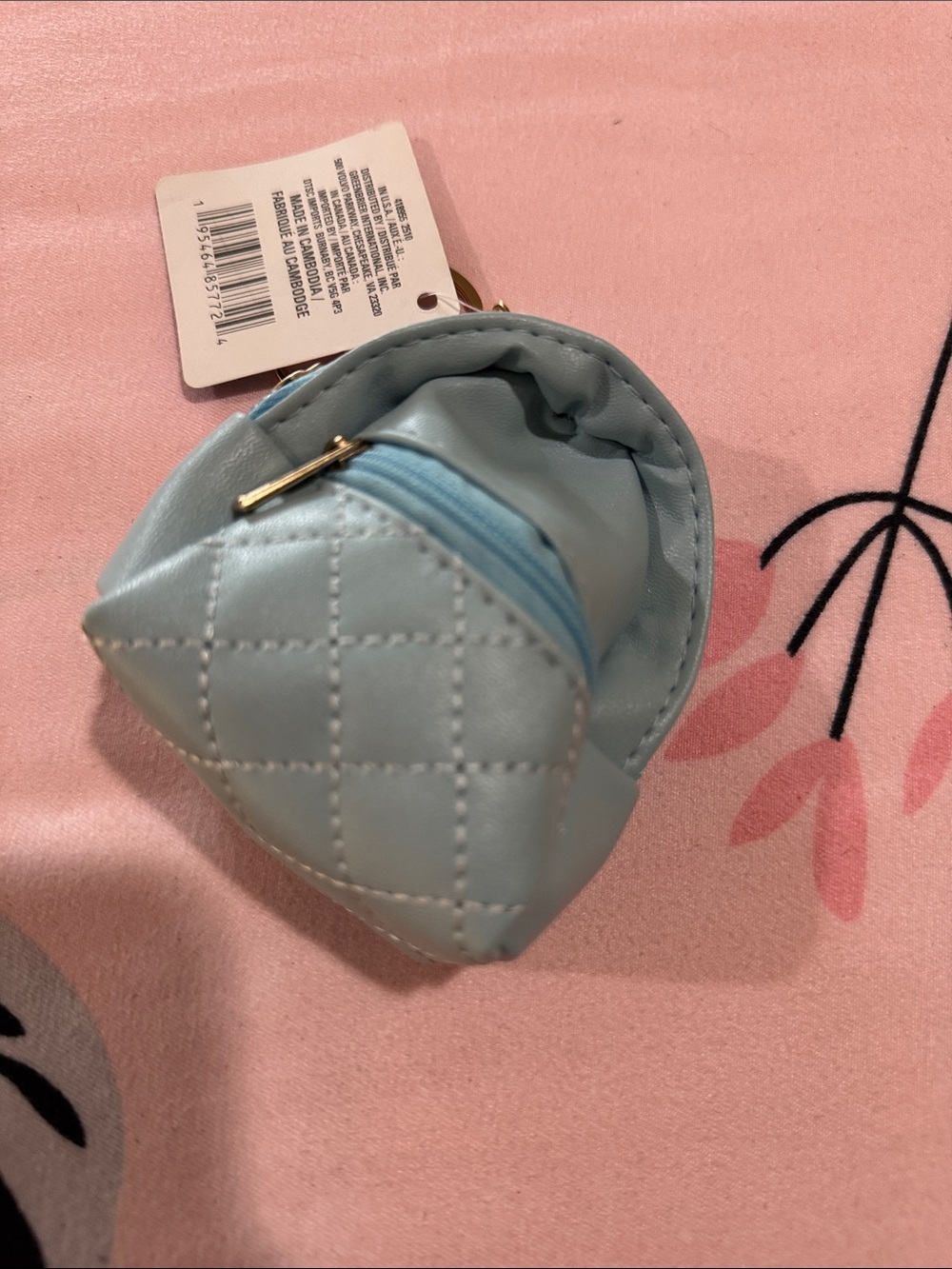 Mini Quilted Coin Purse - Light Blue